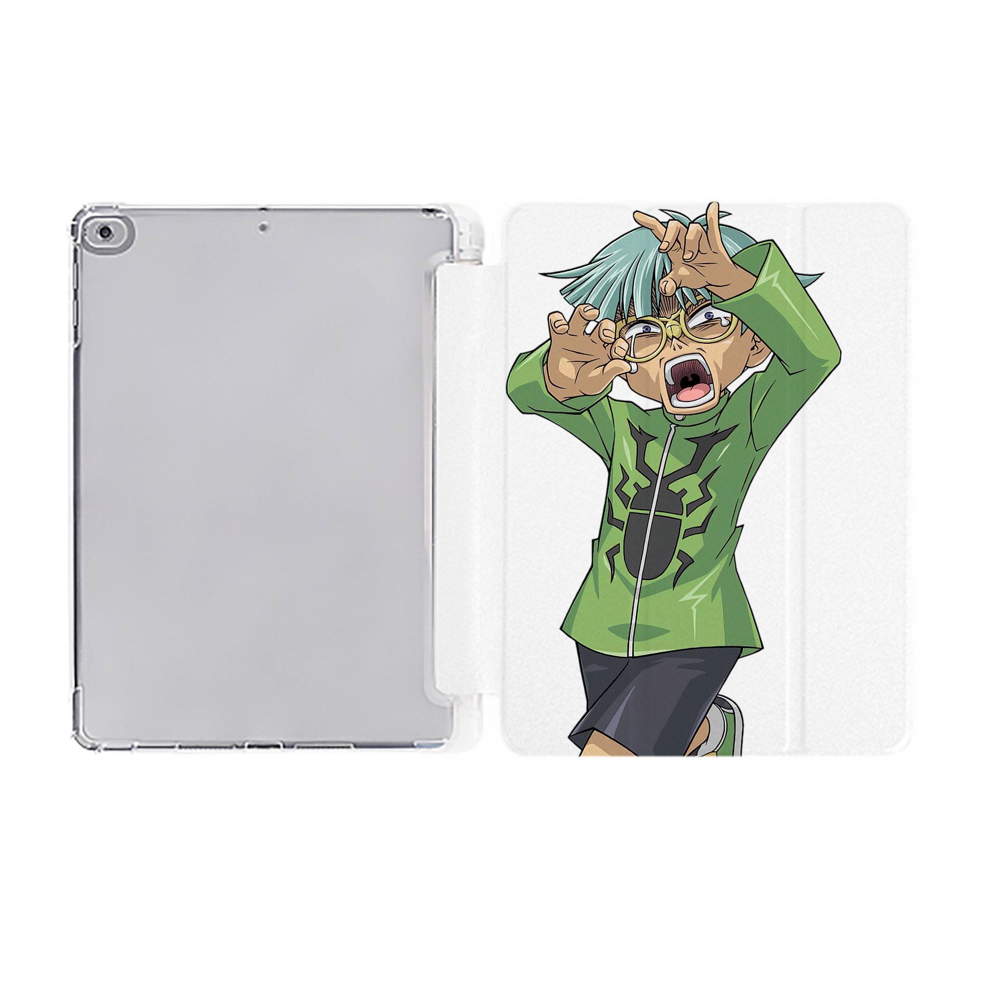 （画像用） 遊☆戯☆王 Yu-Gi-Oh! IPad ケース ペン収納付き 三つ折りスタンド PUレザー×シリコン 対応機種9.5/10.5/10.9インチ